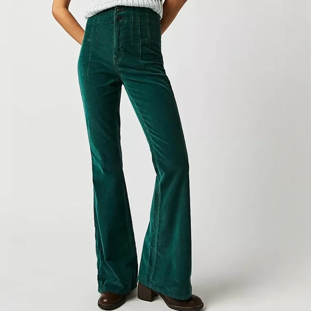 Free People We The Free Jayde Cord Flare Pants 29 Green - Picture 1 of 9